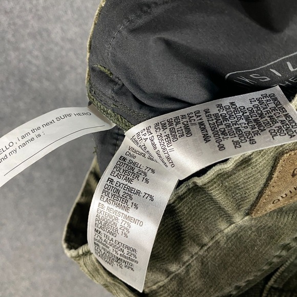 Quicksilver Corduroy Pants Men's 25x25 Straight Tapered Fit Youth Green Cotton‎ - Picture 10 of 10